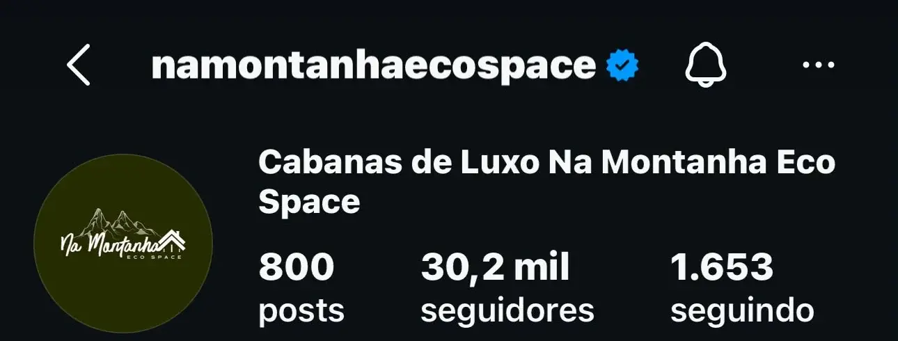 Perfil verificado @namontanhaecospace no Instagram — selo azul de verificado, 30,2 mil seguidores